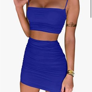 Amazon mini skirt/crop top, Royal blue, stretchy material